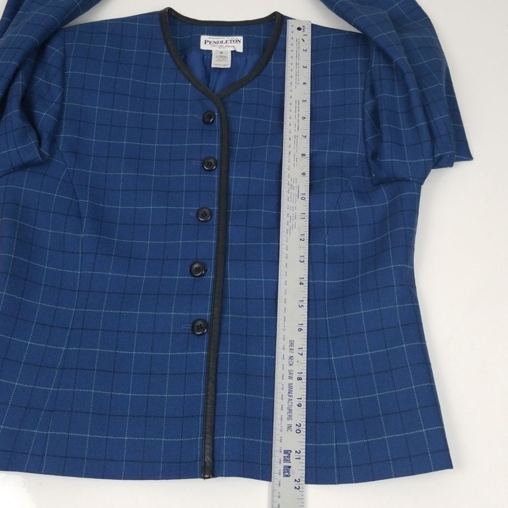 Pendleton Blue Window Pane Plaid Wool Blazer C4 - image 7